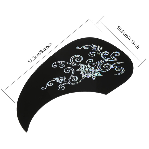 2 stk Kommaform Pickguard Pick Guard-klistremerke for akustisk gitar (Silver Vine)