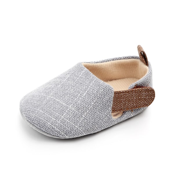 Baby Prewalker Bomull Mjuka Sulor Förhindra Halkning Andas Gå Lära Skor för Vår Sommar Grå 12cm/4.72in 29.2g/1.03oz