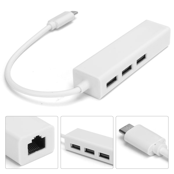 RJ45 Ethernet Adapter Typ C till USB 2.0 Nätverk 100M tillbehör för WIN XP/7/8/OS XUSB 2.0 med nätverkskort