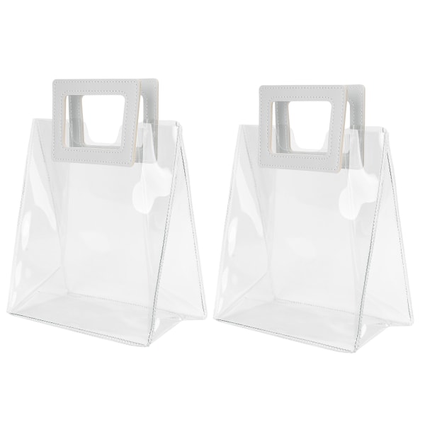 2st påsar Transparent presentpåse Robust bottenhandväska för födelsedag Julklappsförpackning (S)