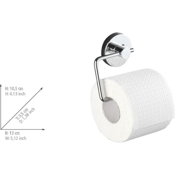 Krom Toiletpapirholder – Vakuummontering uden boring – Ridsefast poleret stål – Dimensioner 16x17,5cm