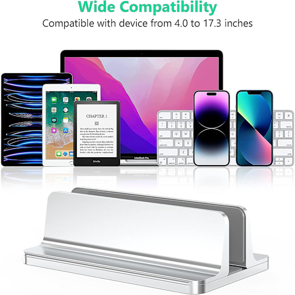 Vertikal Laptop Stativholder - Justerbar Dock til Alle Laptops (op til 17,3 Tommer)