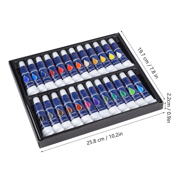 Farverigt farvesæt - 24 farver, 12 ml hver, til DIY-pigmentmaling og -tegning