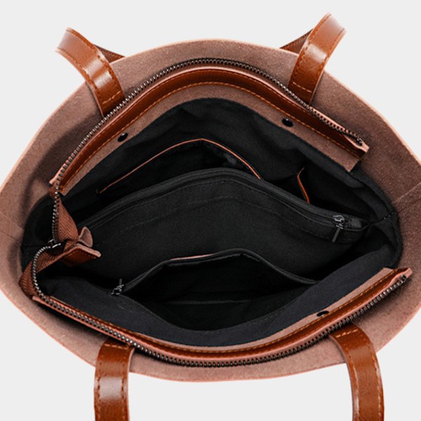 Brun, storlek ca 32*6*36cm, vår- och sommar-ko-läder tote bag, damer bekväm en-axlad stor kapacitet handväska, messenger bag coffee About 32*6*36cm