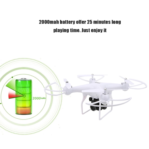 F68-lennokki, yhden painikkeen paluutoiminto, RC-nelikopterikopter, 2000 mAh, pitkä akunkesto, vakioversio, valkoinen