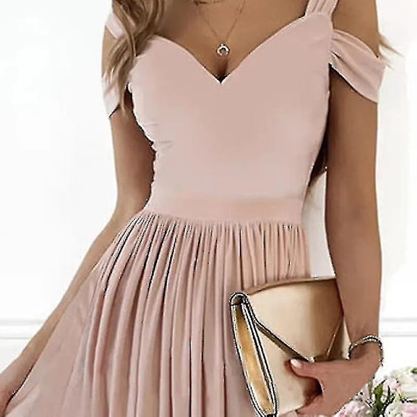 Avslappet off-shoulder maxikjole for kvinner 2XL rosa