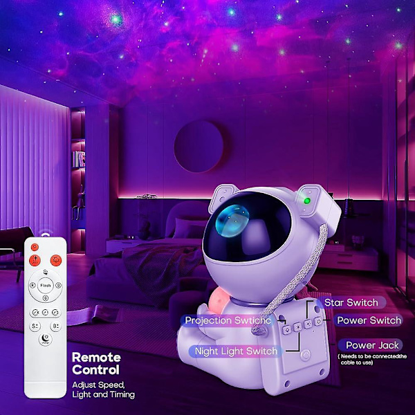 Astronaut Galaxy Projector - Stjerneklar nattlys for soverom, barnerom, fest