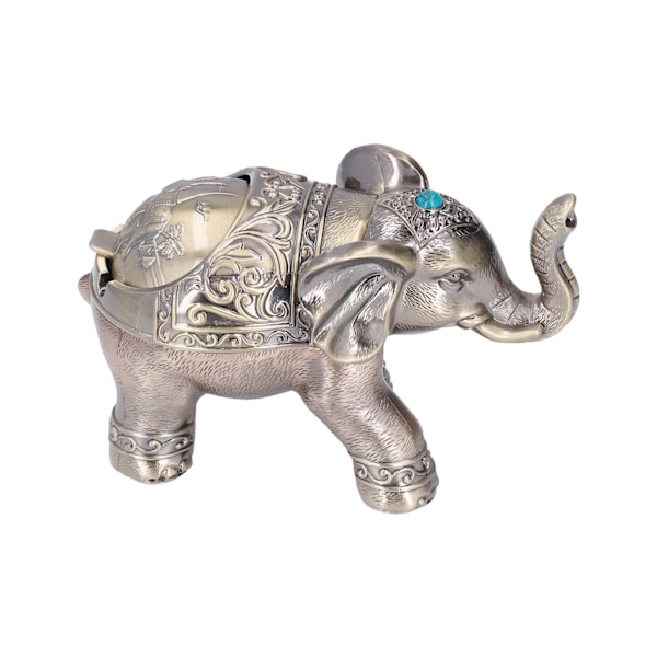 Cigarraskfat Vintage Elefant Vindtät Präglad Design Hållbar Metall Halkskydd Stabil Exquisit Elefant Askfat