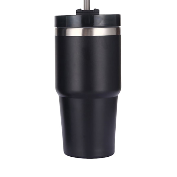 Rustfrit Vakuumisoleret Tumbler med Sugerør Poleret Glans Holder Varmt Koldt Bil Vakuumisoleret Kop Sort 20oz