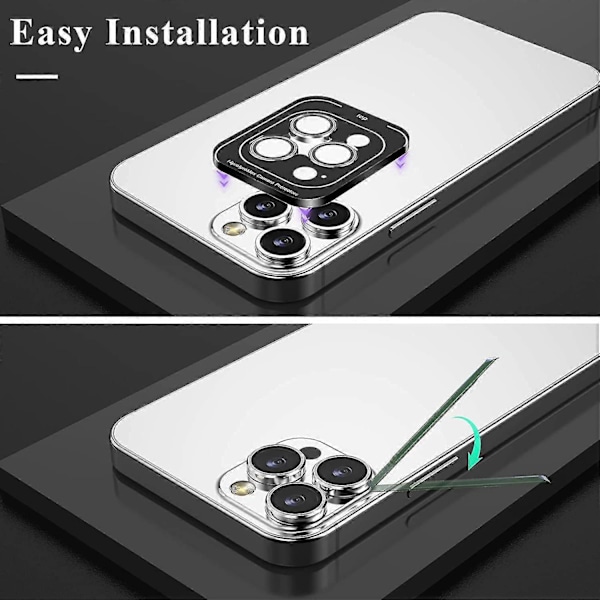 Iphone 14 Pro Max / 14 Pro Kameralinse Beskytter - 2 Sæt Metal Anti-ridse Hd Hærdet Glas Sort