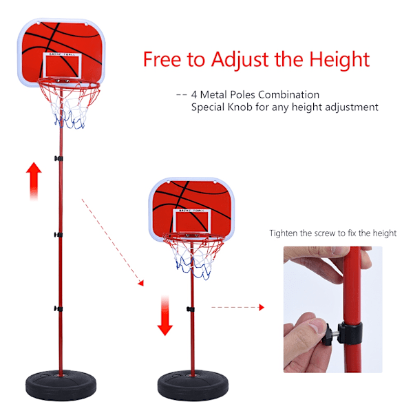 Höjdjusterbart basketstativ system korg backboard nät kit för barn