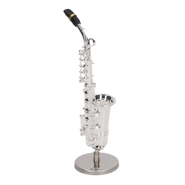 Alto Saksofon Ornament Mini Saks Dekorasjon Musikk Instrument Modell Gave med Boks Base 14cm