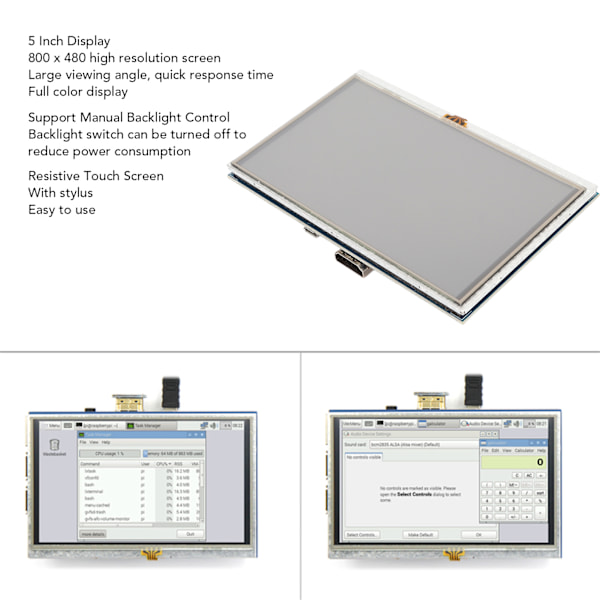 5 tommer TFT LCD-skærm HD Multimedia Interface-kompatibel skærm Touchscreen til Raspberry Pi 4B 3B+ 3B 2B+ BB