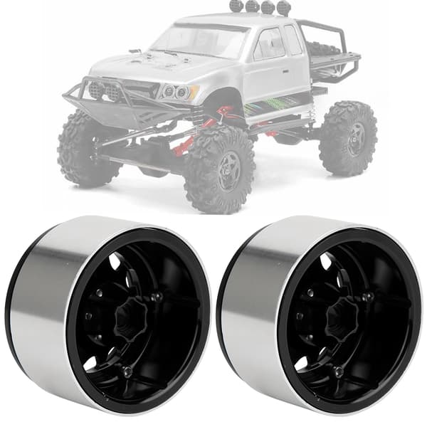 4 stk. 2,2 tommer metalfælg med lås, tungere tilbehør til Rock Crawler 1/10 RC, sort