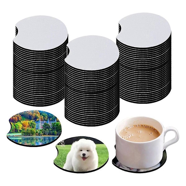 48 stk. 7 cm cirkulære blanke sublimerings bil coasters