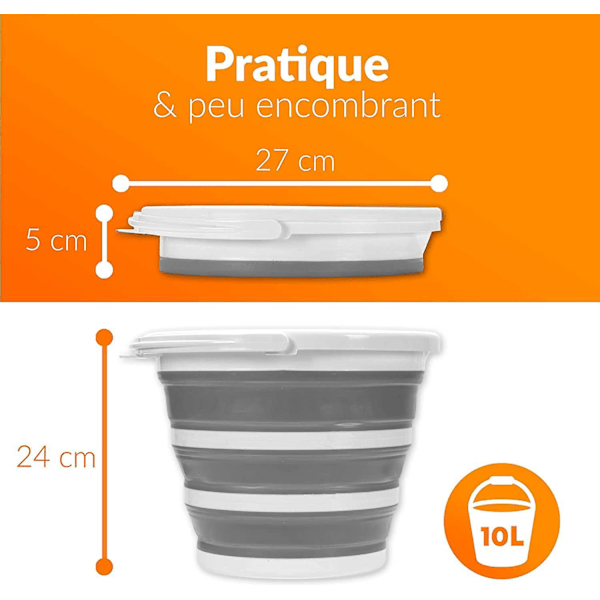 10L Rund Sammanvikbar Hink Plast Sammanvikbar Hink Utomhus Hem Fiske Hink och Hink för Rengöring, Bil Tvätta, Kök