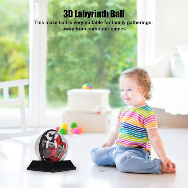 Älykäs 3D Labyrinttipallo lapsille - Lisää kärsivällisyyttä ja älyä, 56 estettä