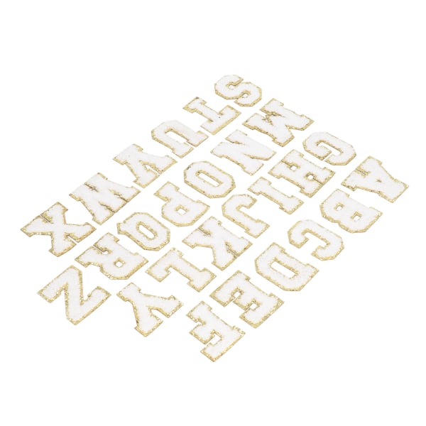 26 stk. bogstavlapper A til Z hvide bogstavlapper DIY personlige dekorative reparation broderede sylapper