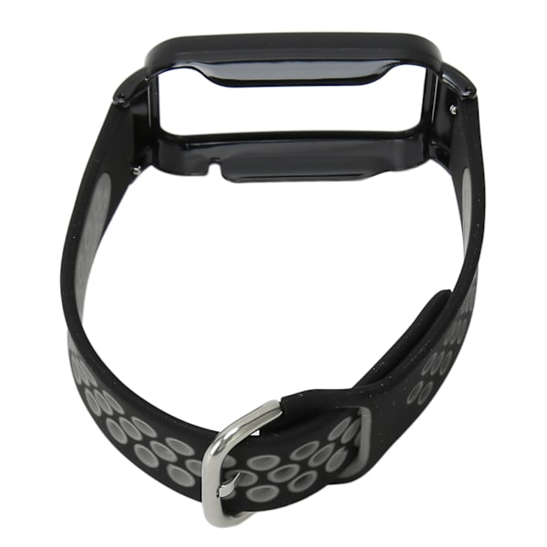 Hengittävä silikoniranneke suojakotelolla, sopii Mi Band 7 Prolle, musta harmaa ja musta kotelo