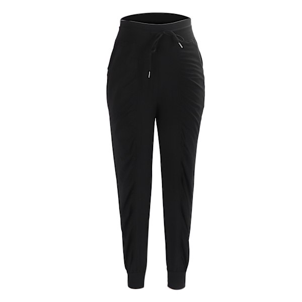 Sweatpants med snøre i taljen til kvinder - Polyester Fitness Løse Stilfulde Joggere til Sport Løb Sort XL
