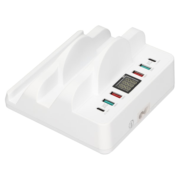 USB-opladningshub 6-port 2 trådløs telefonopladningsstation QC 3.0 USB C multi-enhedsdock med LCD-display UK-stik