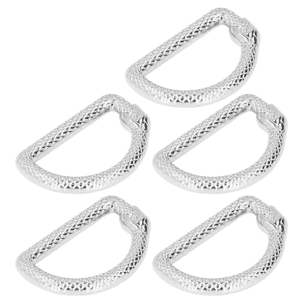 5 st D-ringar i zinklegering, robusta, hållbara, multifunktionella, breda applikationer, metall D-ringar för väska, ryggsäck, bälte, silver