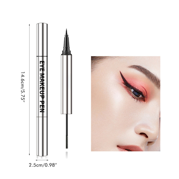 Hopeanvärinen putkimainen kaksipuolinen eyeliner ja ripsiväri, vedenpitävä ja pitkäkestoinen nestemäinen eyeliner-kynä