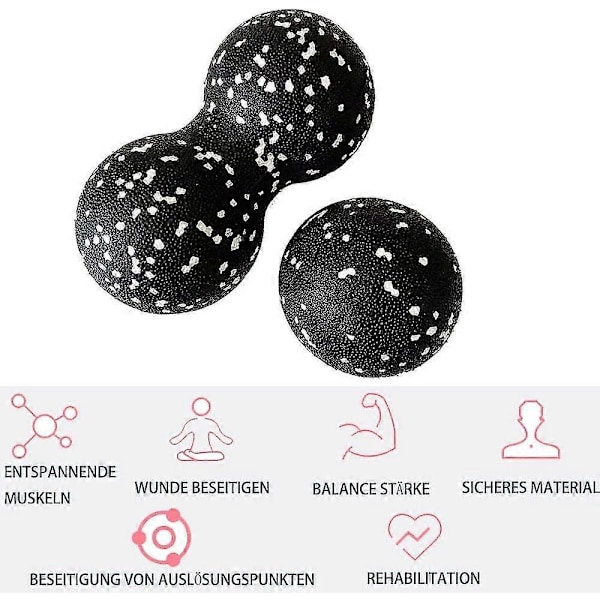 2 st Massageboll Set, Jordnöts Duo Massagebollar, Duoboll 8cm 16cm, För Själv Myofascial Triggerpunktsbehandling -CHSZ