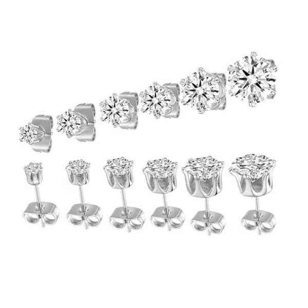 6 par øredobber sett 6 klør rustfritt stål zirkon piercing smykker tilbehør 3-8mm