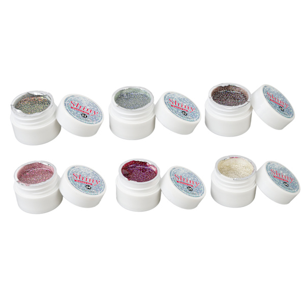 Glittrande Gelnagellack Set 6 Färger Holografisk Soak Off UV Gel Polish Kit för Kvinnor Flickor