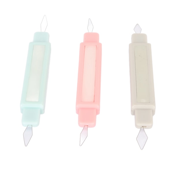 3 stk dobbel nåletreder 3,9 tommer lengde multifunksjonelle bærbare nåletredere for håndsøm DIY rosa blå grå