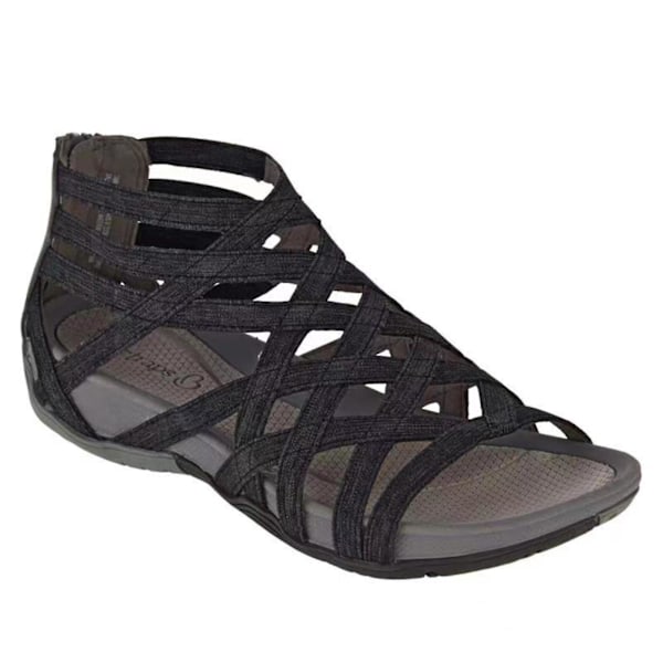 Summer Beach Supply: Women's Hollow Roman Gladiator Sandals with Bandage Design43 Black