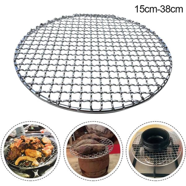 28 cm Round Mesh Grill Grate, Reusable Non-Stick Stainless Steel Cooling Rack, 280mm Grill Accessory Light grey