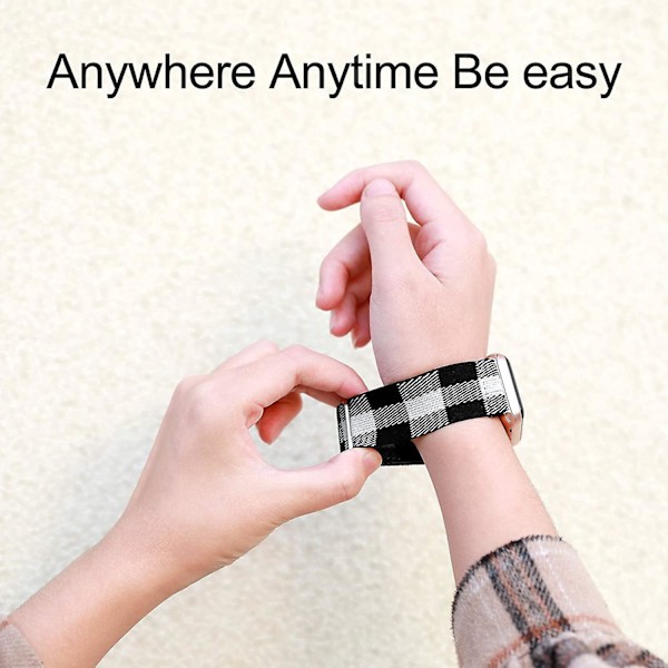 Stilful og strækbar nylonrem til Apple Watch SE/Series 7 - Justerbar og kompatibel med 40mm, 38mm og 41mm - Kvinder/Mænd