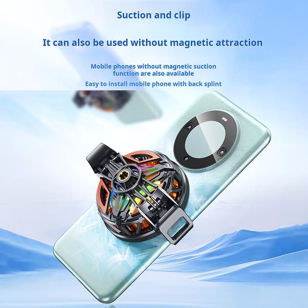 Magnetic Phone Cooler Smartphone Radiator with Light Low Noise Universal Phone Semiconductor Radiator Black