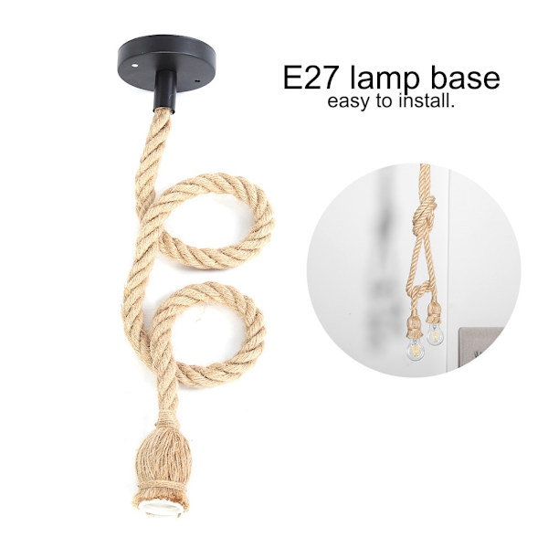 E27 lampfot 1 m hamprep Elektrisk tråd DIY-hänge dekorativ lamphållare (1 hållare)