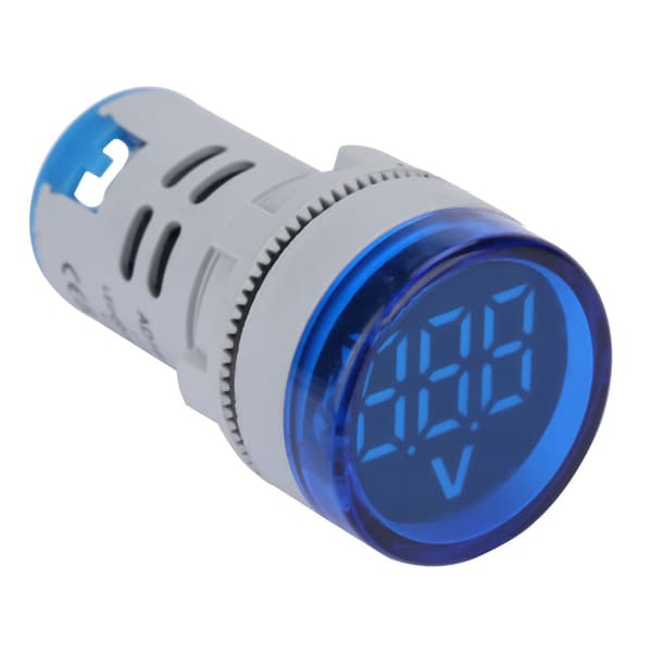 LED Voltmeter Signallys Digitalt Display DC Spenningsmåler Indikator Rund Lampe Tester (Blå)