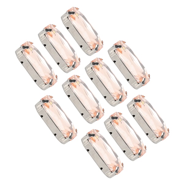 10 stk sy på rhinestones krystaller skinnende knapper dekorasjon for DIY håndverk klær sko vesker 0,71 x 1,1 tommer rosa rektangulær