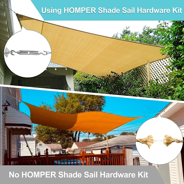 Heavy Duty Rostfritt stål Shade Sail Fixation Kit - Idealisk för trädgård, triangel, fyrkantiga och rektangulära Shade Segel