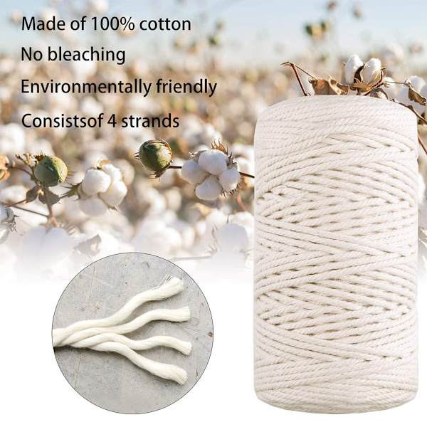 Käsityöt DIY Kasviruukut 109 Jaardia 3mm Luonnon Makramee Naru 60 kpl Puuhelmiä 6 kpl Puurengas ja 4 kpl Puutikku