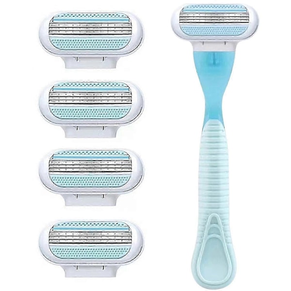 Barberblade til Kvinder, Barberblad Refills, Designet Til En Behagelig Barbering Glat Glid Blåt Håndtag. 4 Refills