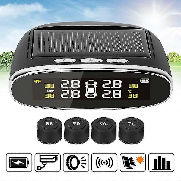 Bil TPMS Sensorer Dæktryksovervågningssystem Trådløs Solar Auto Dæk Diagnoseværktøj Tester Alarm Kit Digitalt Tilbehør St1m290 -GSL