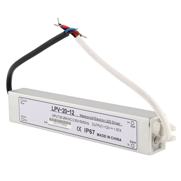 BERM Vattentät Strömförsörjning Aluminiumlegering Switch Transformator Driver LPV-20-12 20W DC12V