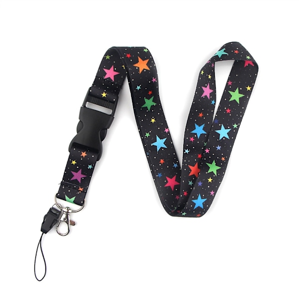 Buckle Lanyard Sunflower Star Patterned Lanyard Neck Strap Keyring for Hanging Keys Phone ID Cards