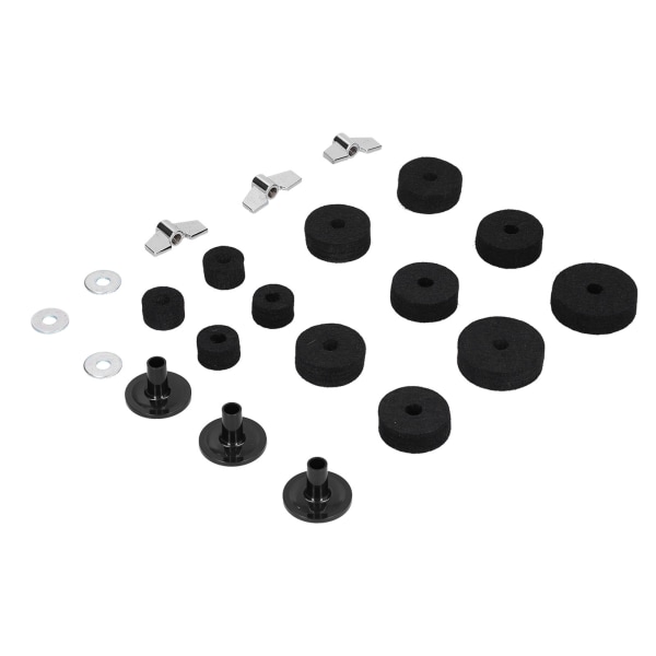 21PCS Cymbal Reservedeler Tilbehør HiHat Clutch Filt Cymbal Hylsene med Base Vingmutter Skive Svart