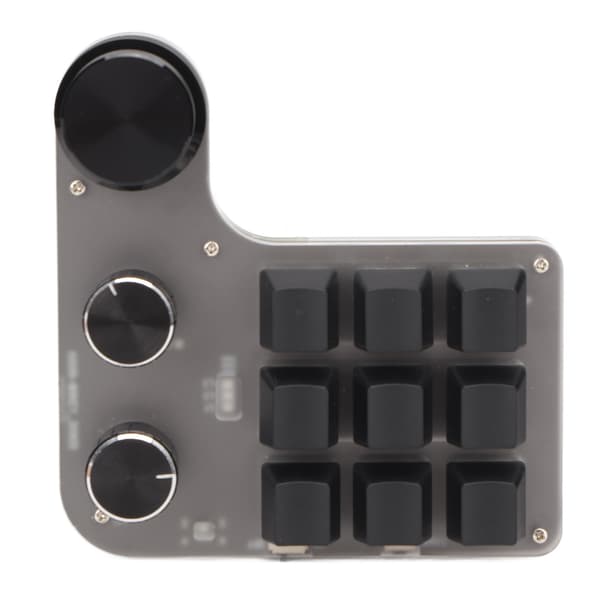 Mini tilpasset tastatur 9 taster 3 knotter Programmerbar RGB bakgrunnsbelyst programmering Makrotastatur for dataspillprogramvare Svart