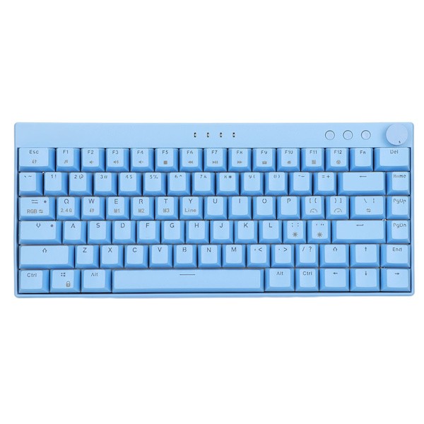 Blå mekaniskt tangentbord 82 tangenter tre lägen tangentbord med RGB kompatibel för Windows för IOS för Android bruna brytare