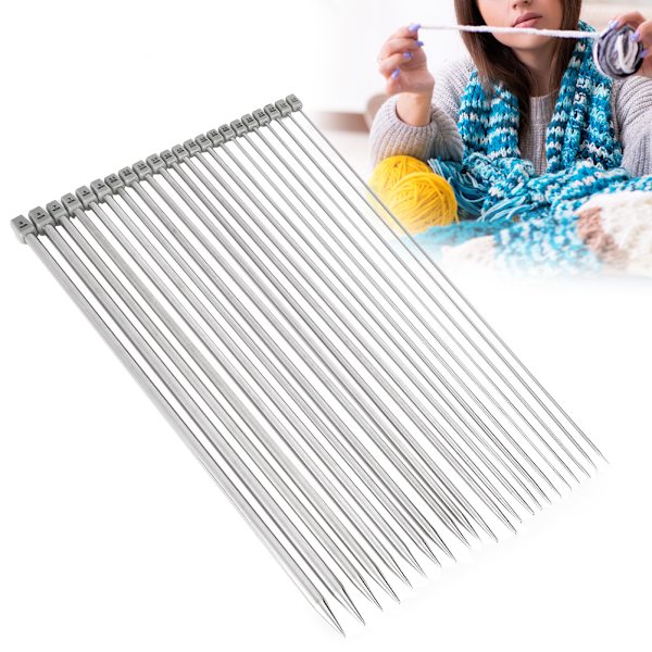 Rustfritt stål strikkepinne DIY heklenåler enkelt spiss verktøysett for genser skjerf håndarbeid
