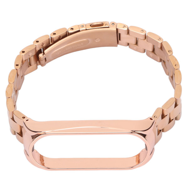 Smartwatch handledsrem för handled i rostfritt stål, anti-förlust med dubbellås fällbart spänne för Mi Band 6Rose Gold