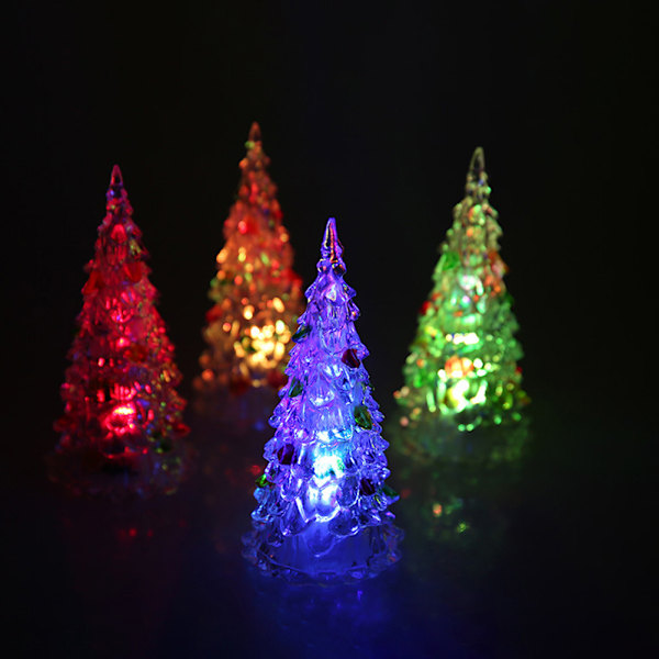 Bordslampa LED Julgran 7 Färgförändrande Ljusa Akryl Julgranar med Ornament Jul Dekoration